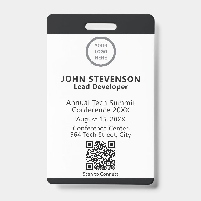 ID de l'employé de l'événement Logo Code QR Badge  (Avant)