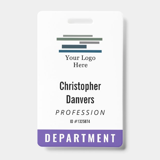 ID employé blanc violet Grand logo Badge (Avant)