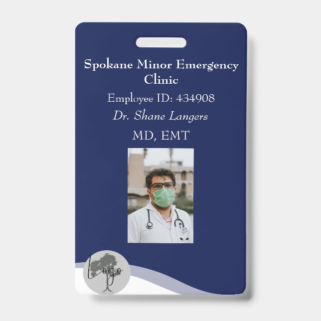 ID Lanyard Badge Médicale Photo Navy (Front)