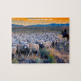 Idaho Sheep Grazing.. Vœux de Noël Puzzle P