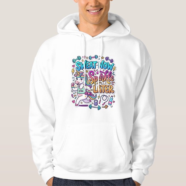 Idée Cadeau Licorne Sweat Maintenant Étincelle Plu (Devant)