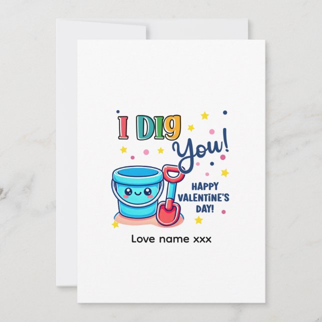 Idée cadeau seau et pelle “Je t'adore” Invitation  (Devant)