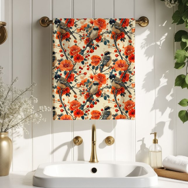 Idée Cadeau Serviette de Bain Oiseaux d'Automne po (Best Gift for Grandparents Fall Birds Bath Towel)