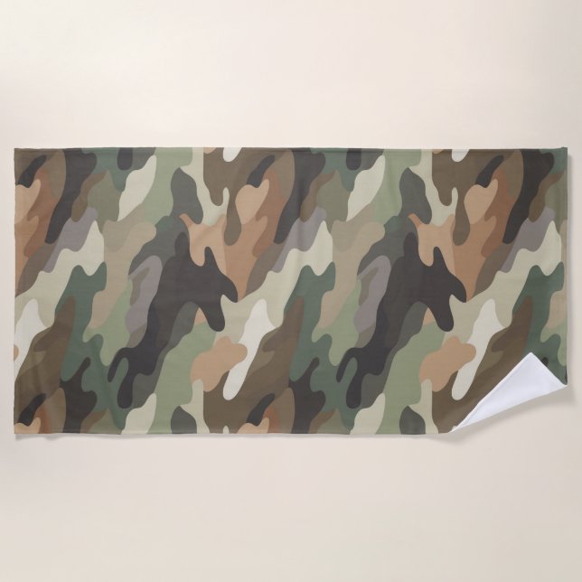 Idée cadeau serviette de plage camouflage aventure (Devant)