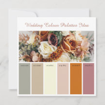 Idée de carte de palettes de couleurs de mariage