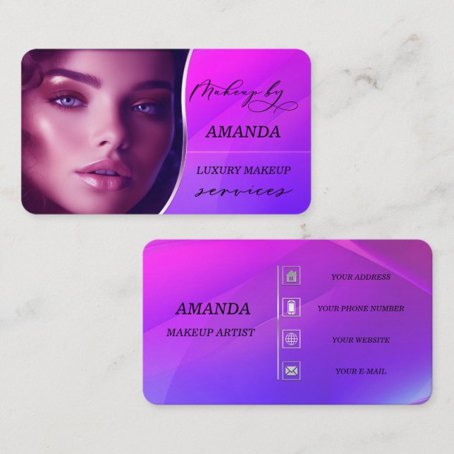 Idées de Cartes de Visite pour les Maquilleurs (Devant / Derrière)