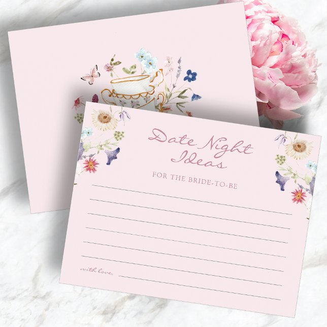 Idées de soirée de fiançailles rose (Pink Floral Tea Party Bridal Date Night Ideas by Painted Paperie
)