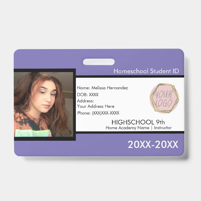 Identifiant de l'école à domicile Badge Violet (Avant)