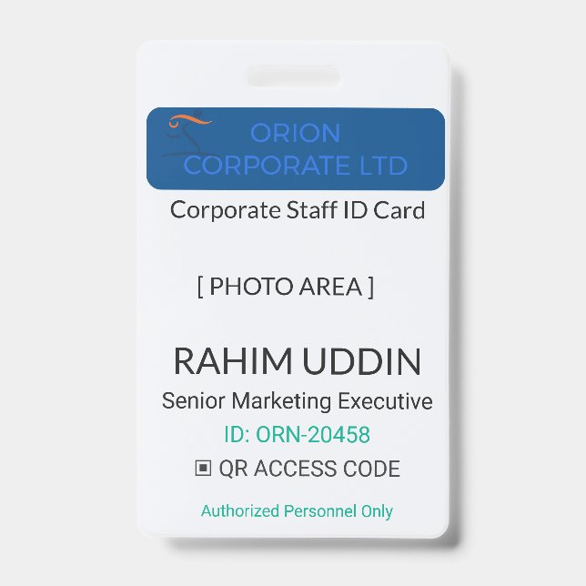 Identification Professionnelle Badge de Travail |  (Avant)