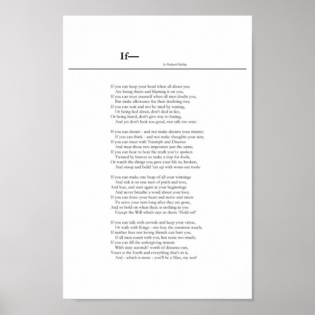 If— by Rudyard Kipling Poster (Devant)