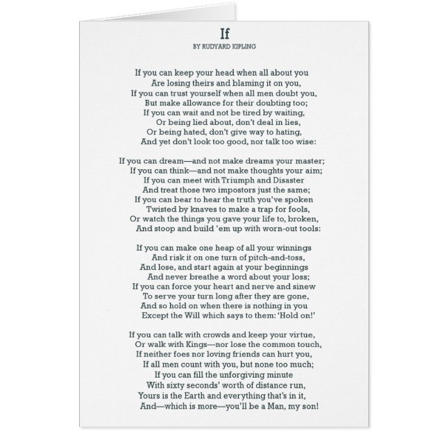 IF Poem par Rudyard Kipling (Devant)