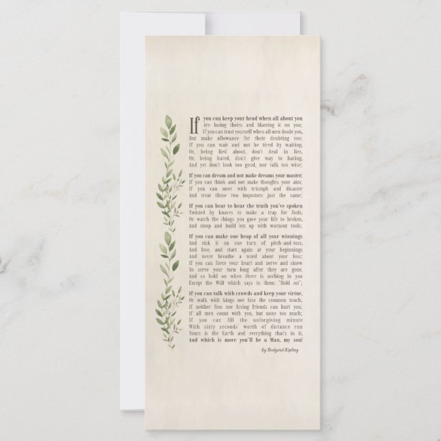 IF, Poème inspiré de Rudyard Kipling - jeune homme (Devant)
