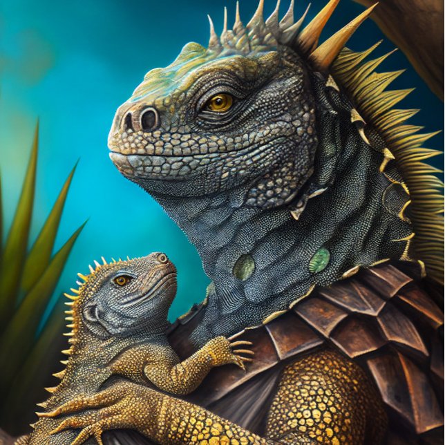 Iguana Papa et bébé cravate (Créateur téléchargé)