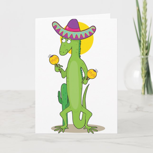 Iguane dans des cartes de voeux de sombrero (Devant)