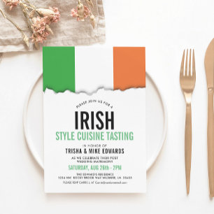 Iirish Theme Cuisine   Invitation blanc du drapeau