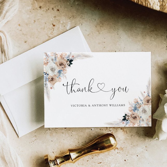 Iivoire Et Boho Bleu Mariage Plat Merci (Créateur téléchargé)