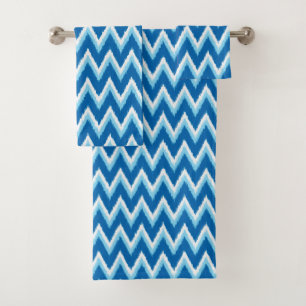 Ikat Chevron Stripes - Cobalt, Sky Blue et White