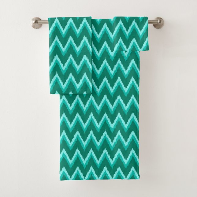 Ikat Chevron Stripes - Turquoise, Turquoise et Aqu (En situation)