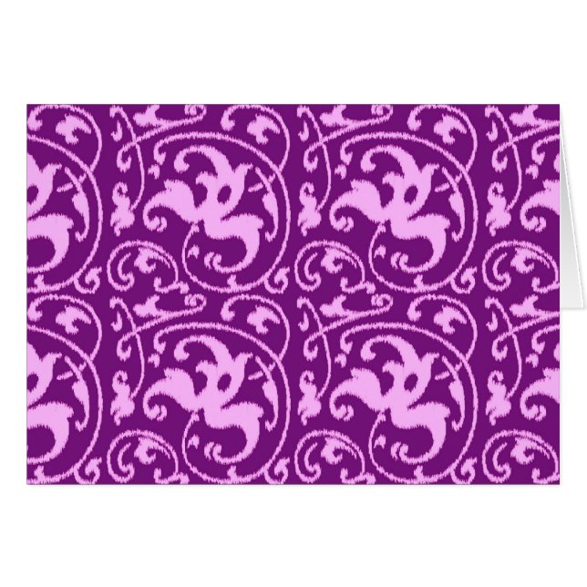 Ikat Floral Damask - Orchidée et violet (Devant Horizontal)