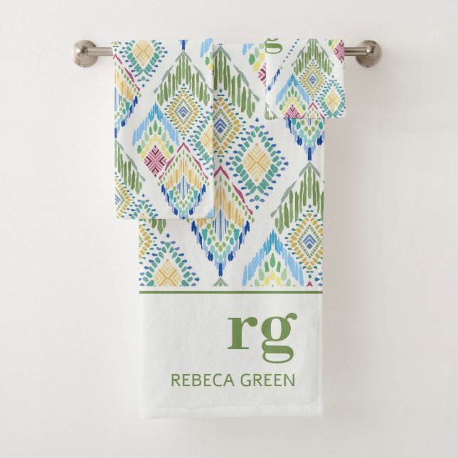 Ikat Floral Motif moderne Monogramme (En situation)