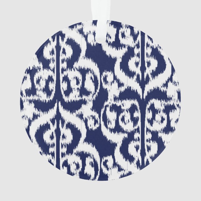Ikat Moorish Damask - indigo et blanc (dos)