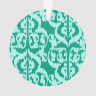 Ikat Moorish Damask - paon et aqua