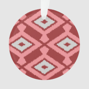 Ikat Motif - Bourgogne, gris et corail