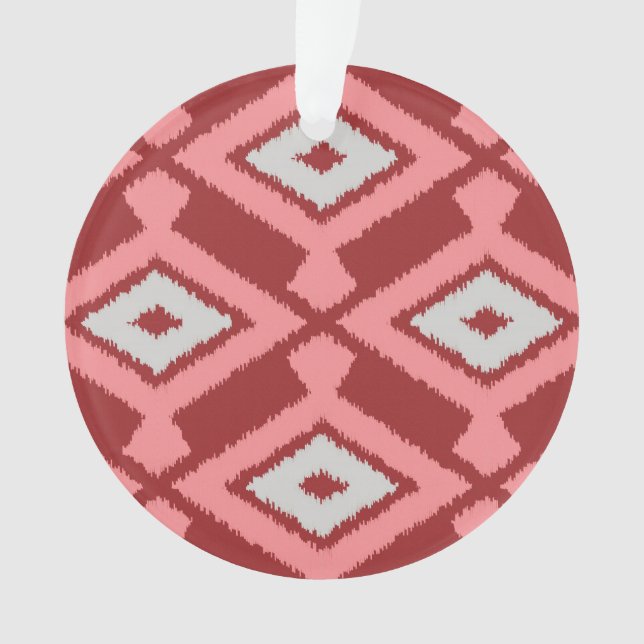 Ikat Motif - Bourgogne, gris et corail (devant)