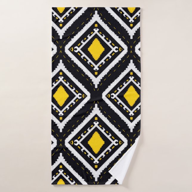 Ikat patterns ethnic tribal textile American Afric (Serviette de bain)