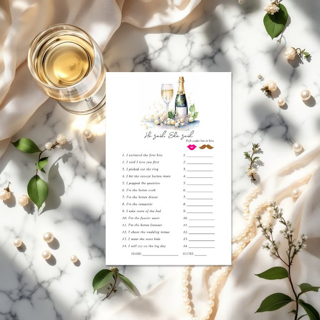 "Il A Dit, Elle A Dit" Jeu De Fête des mariées ("He Said, She Said" Bridal Shower Game)