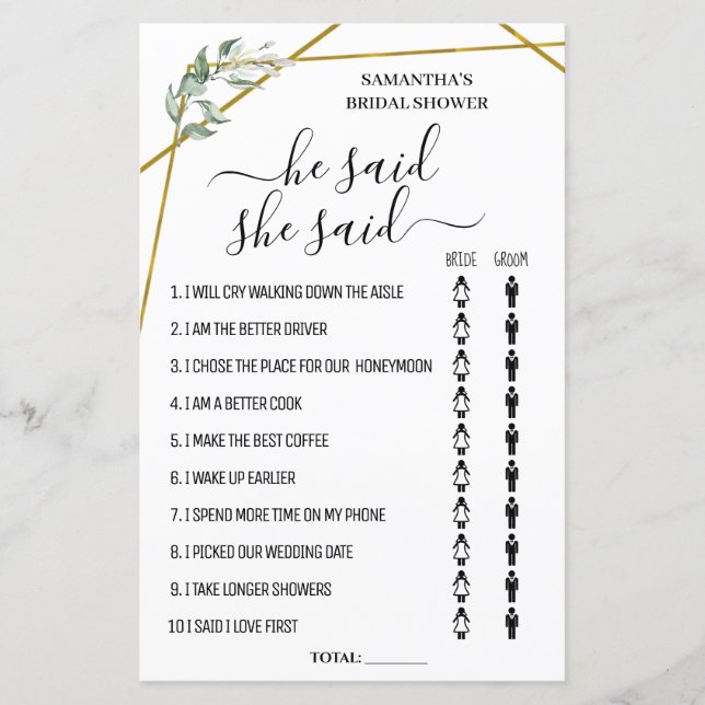 Il a dit qu'elle a dit bilingue jeu de douche de n (Devant)