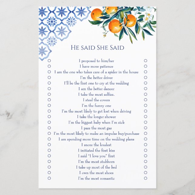 Il a dit qu'elle a dit bleu talavera citrus jeux d (Devant)