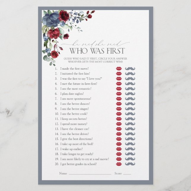 Il A Dit Qu'Elle A Dit Blue Burgundy Fête des mari (Devant)