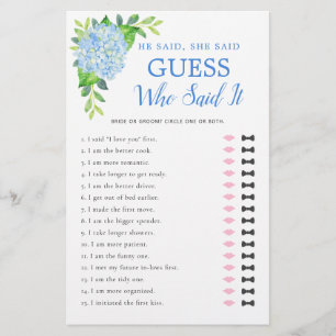 Il A Dit Qu'Elle A Dit Blue Hydrangea Fête des mar