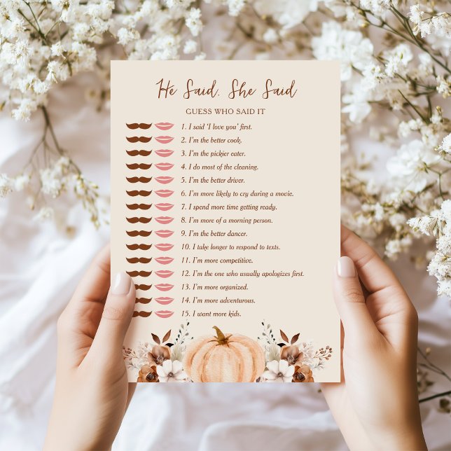 Il a dit qu'elle a dit Carte de jeu de Baby Shower (Créateur téléchargé)