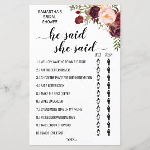 Il a dit qu'elle a dit douches nuptiales jeu biing