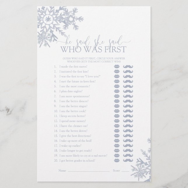 Il A Dit Qu'Elle A Dit Dusty Blue Snowflake Jeu De (Devant)