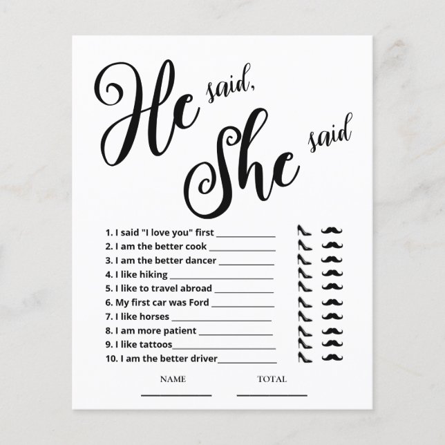 Il a dit qu'elle a dit Fête des mariées Game (Devant)