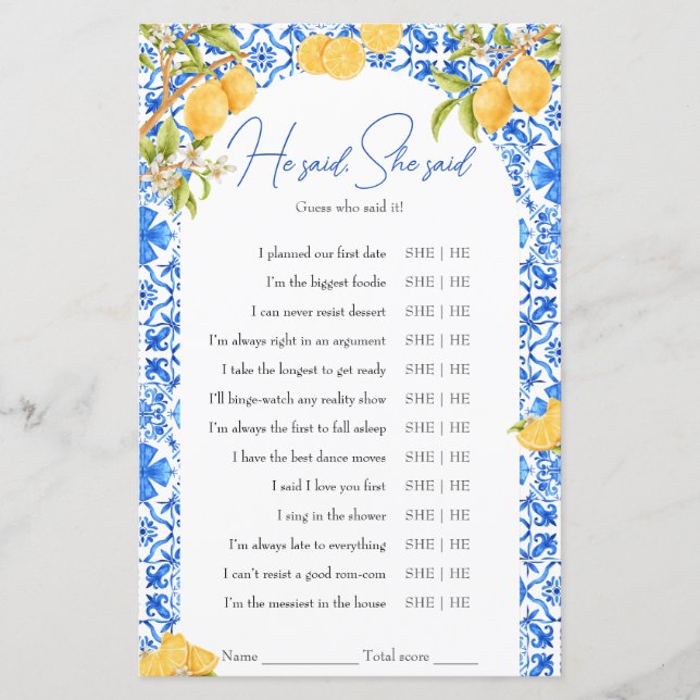 Il A Dit Qu'Elle A Dit Fête des mariées Game Lemon (Devant)