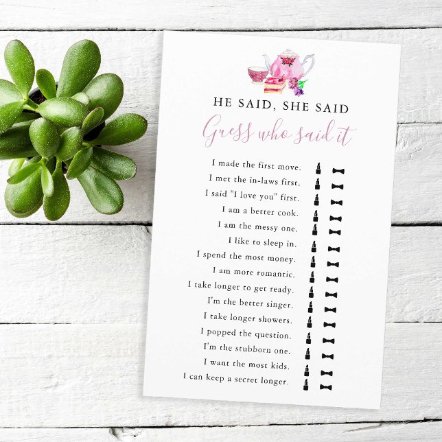 Il A Dit Qu'Elle A Dit Fête des mariées Game Tea P (Créateur téléchargé)