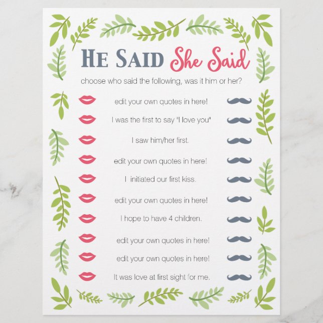 Il a dit qu'elle a dit illustré le jeu de feuillag (Devant)