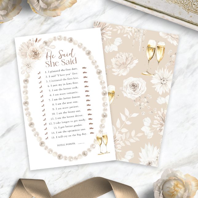 Il A Dit Qu'Elle A Dit Jeu (Pearls and Prosecco He Said She Said Game
)