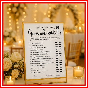 Il a dit qu'elle a dit Jeu de Baby Shower Mariage