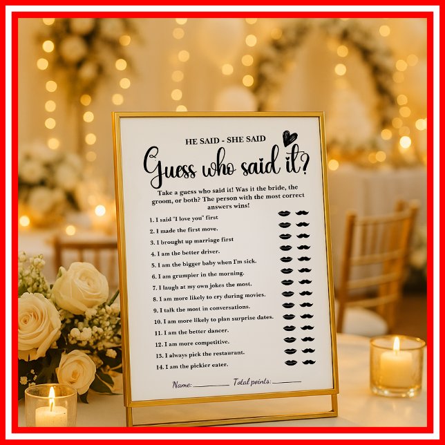 Il a dit qu'elle a dit Jeu de Baby Shower Mariage  (Créateur téléchargé)