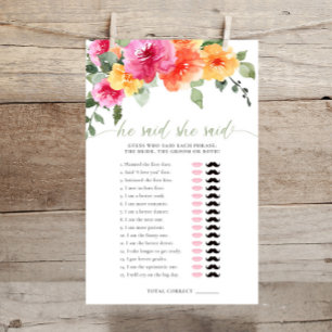 Il a dit qu'elle a dit nuptiale douche jeu coloré