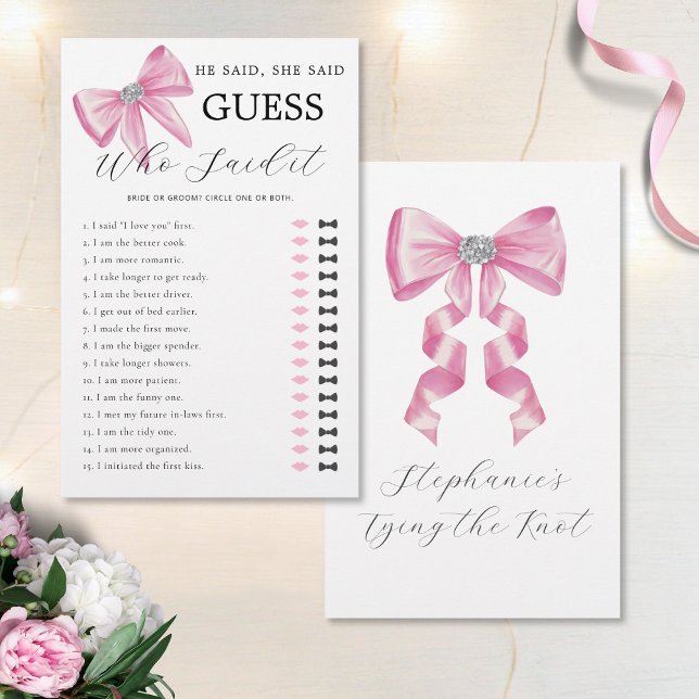Il A Dit Qu'Elle A Dit Pink Bow Fête des mariées J (Créateur téléchargé)