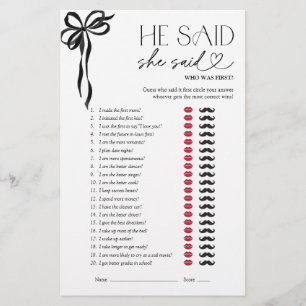 Il A Dit Qu'Elle A Dit Red Black Bow Fête des mari