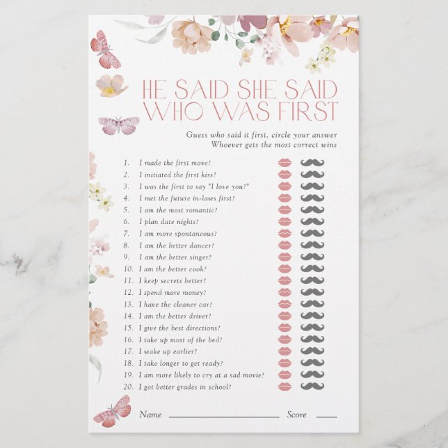 Il a dit qu'elle a dit Rose Floral Mariage Jeu de  (Devant)