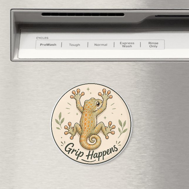 Il arrive qu'on s'accroche, Magnet frigo Gecko. (In Situ (Lave-vaisselle))