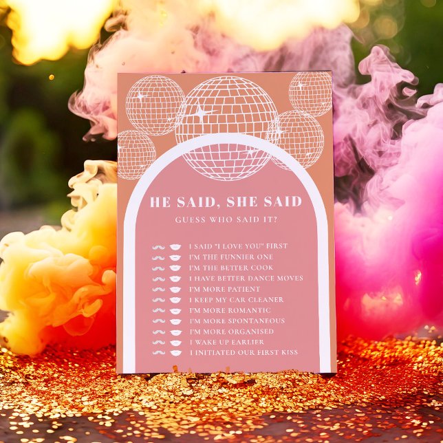 Il dit qu'elle a dit Retro Disco rose Orange carte (Créateur téléchargé)